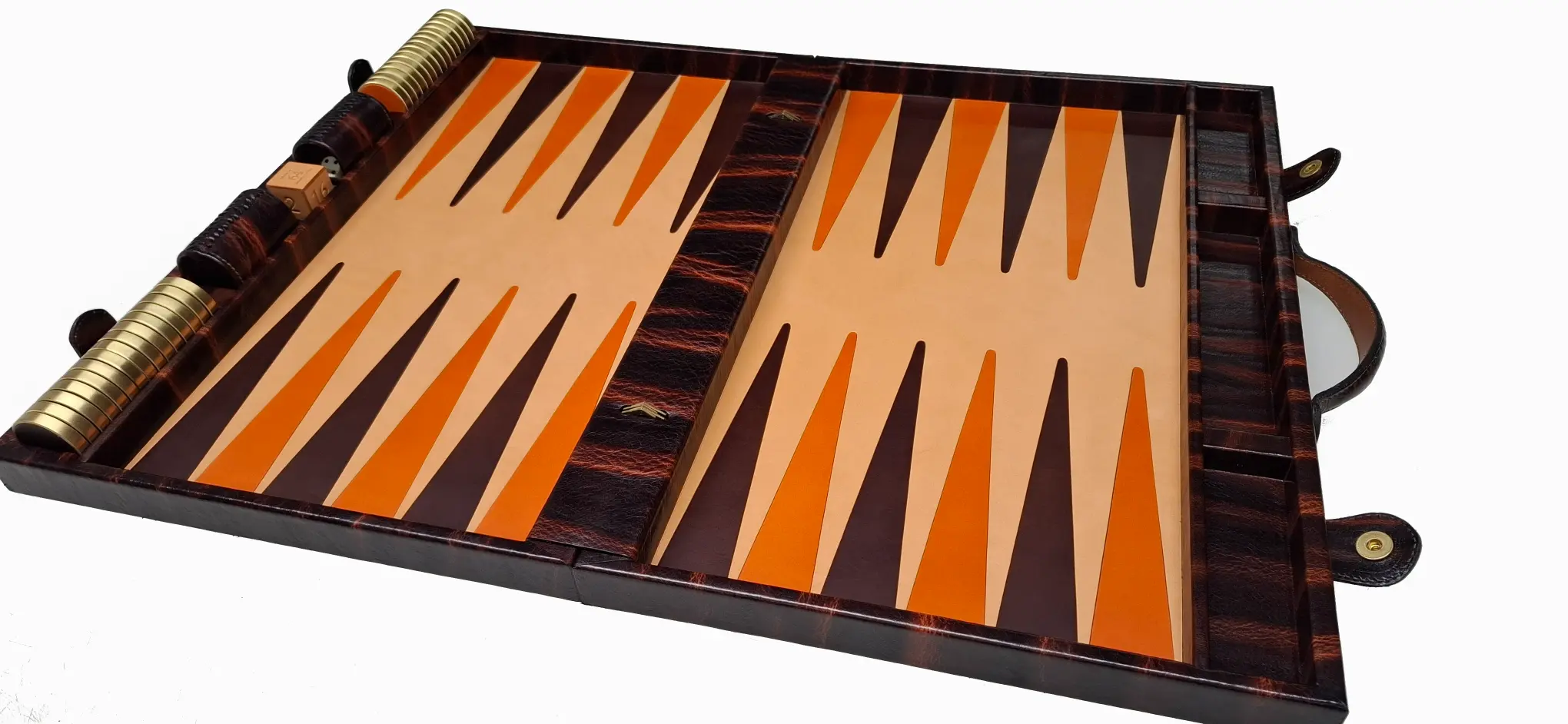  Backgammon Bicouleur Mahogany/Tan,  Mahogany  Orange , fond naturel . - Image 2