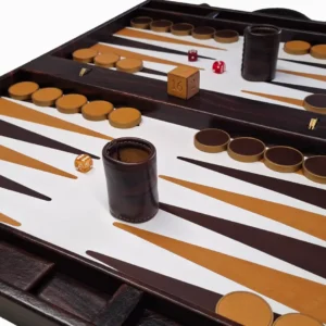 Backgammon Bicouleur Mahogany/Tan, Camel,fond Blanc